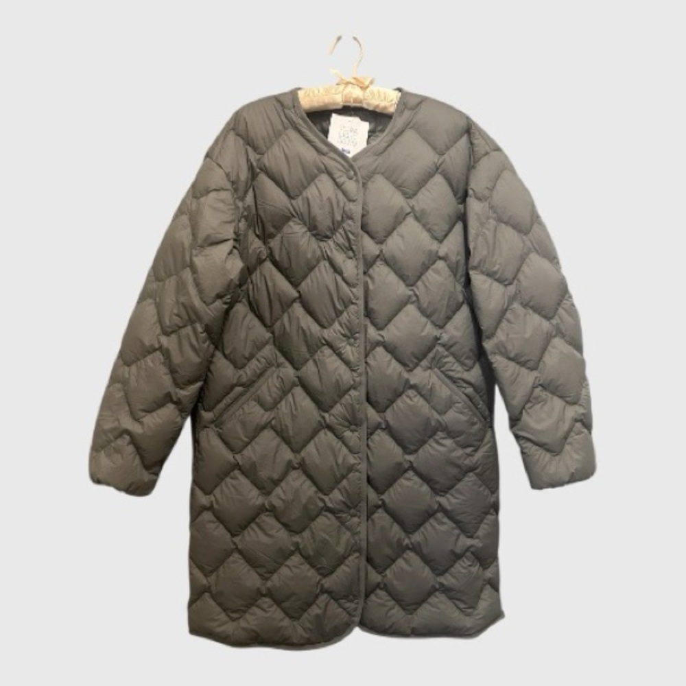 Uniqlo Women's Puffer Jacket in Olive/Gray